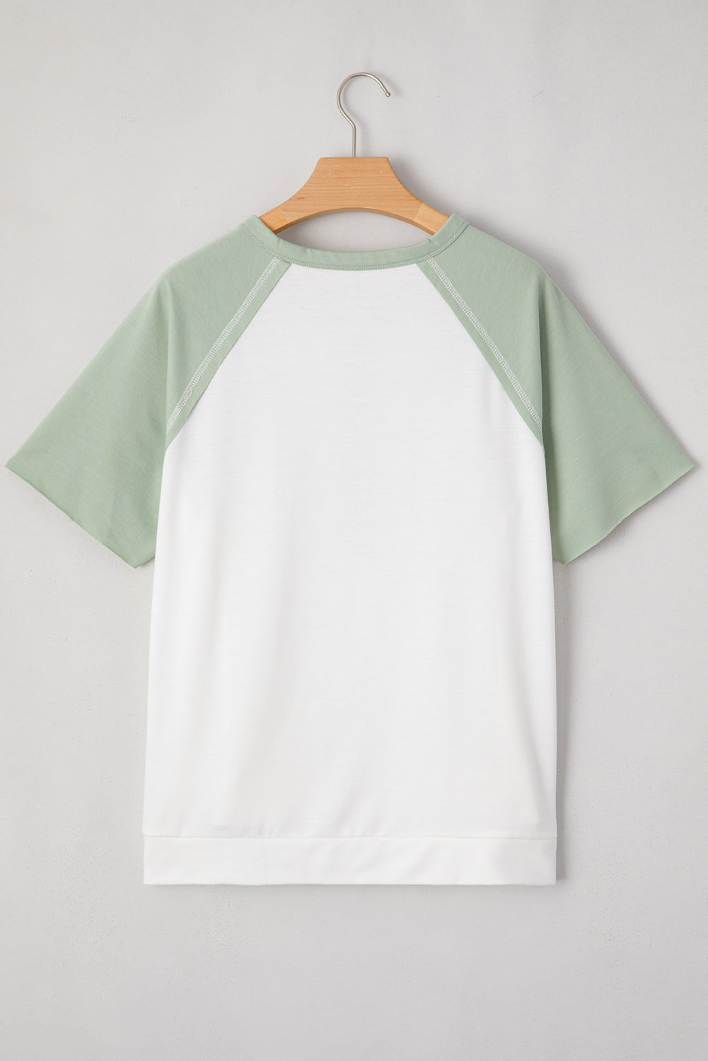 Clearly Aqua Colorblock Raglan Short Sleeve Half Buttons High Low T Shirt