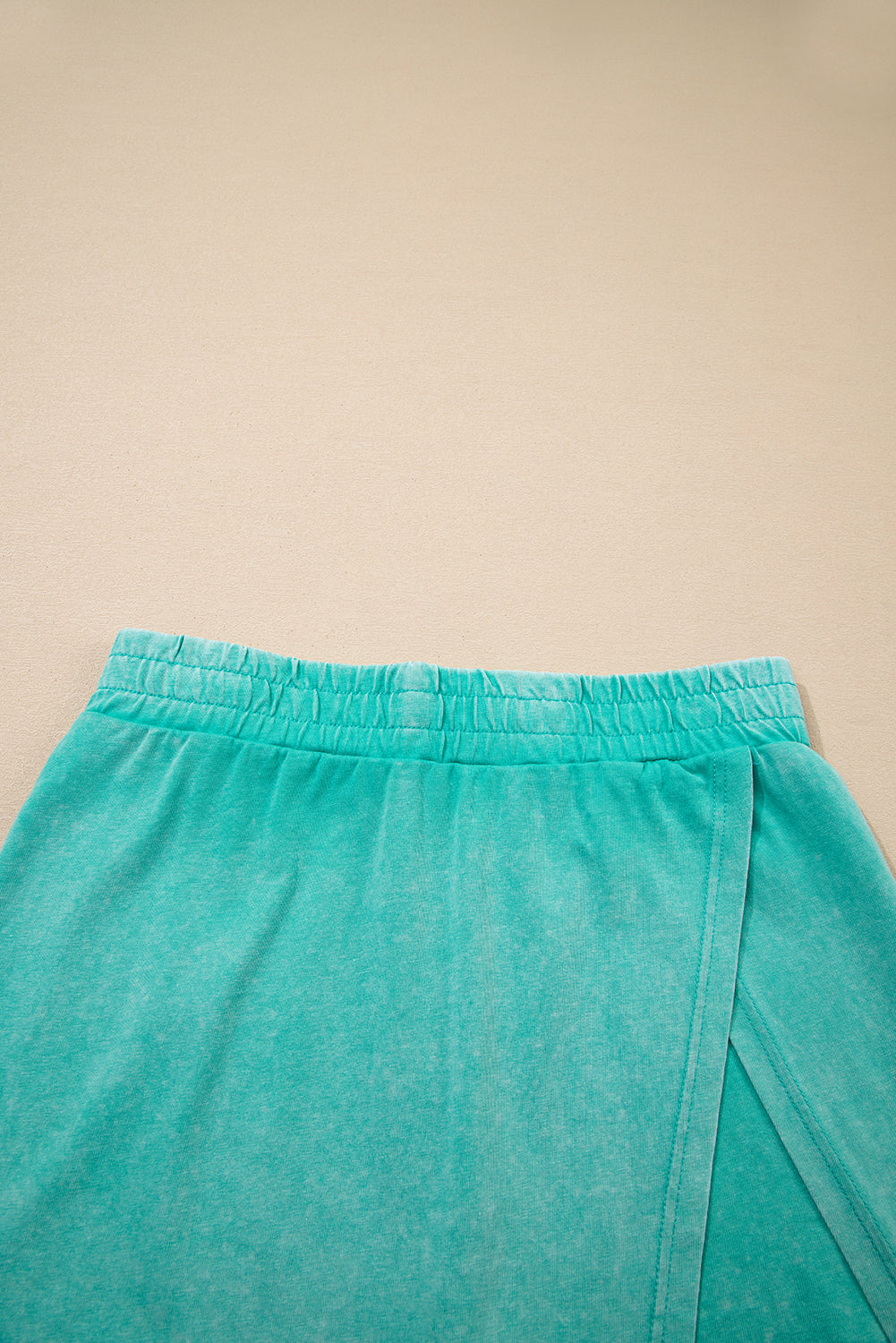 Mint Green 2 Pieces Mineral Wash Cotton Tank Top Lined Split Skirt Set
