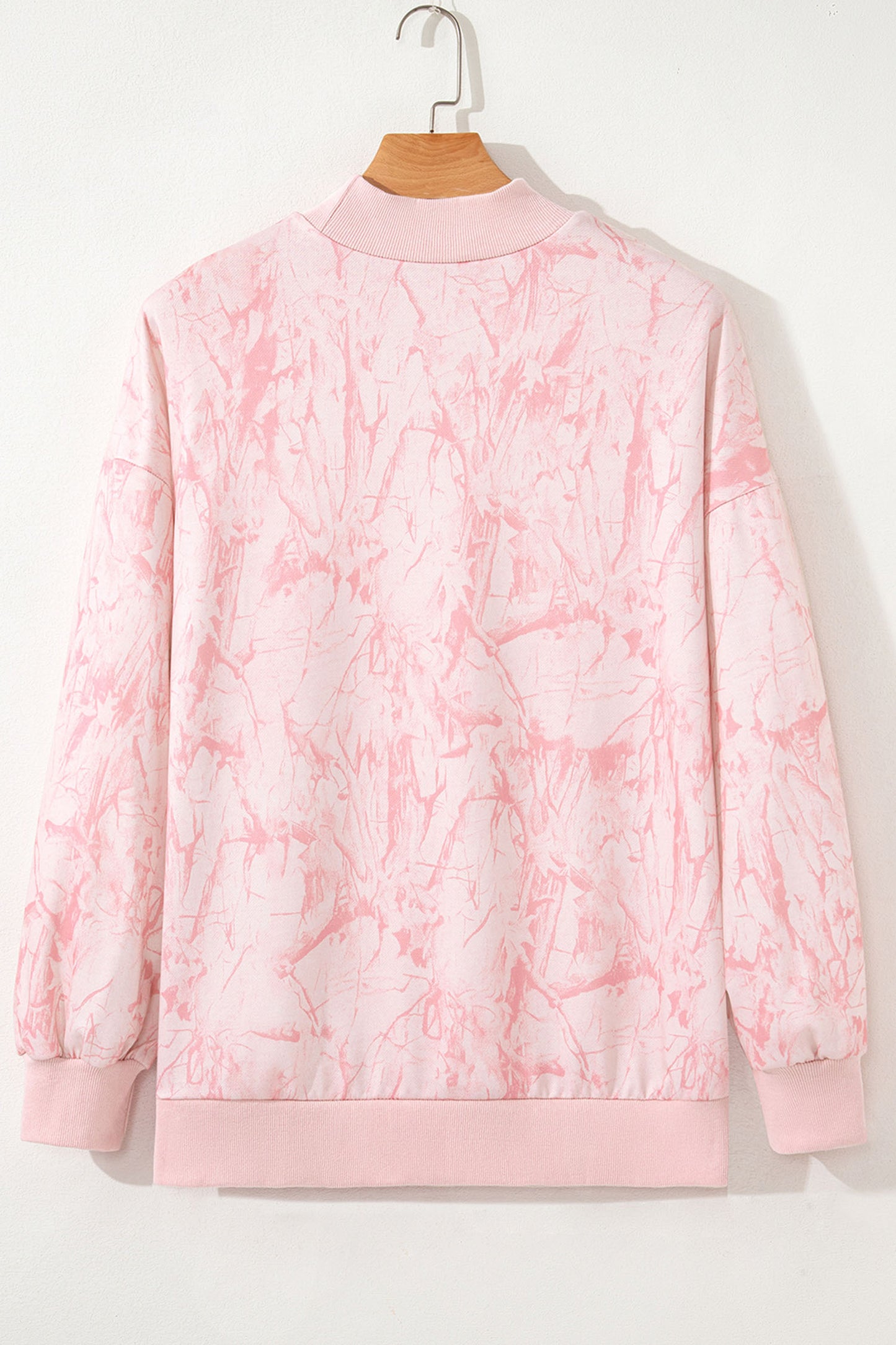 Pink Tie Dye Camo Embroidered Bow Game Day Mock Neck Sweatshirt