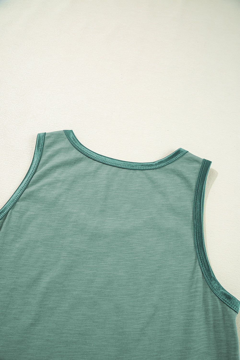 Mist Green Metallic Sheen Edge Scoop Neck Tank Top
