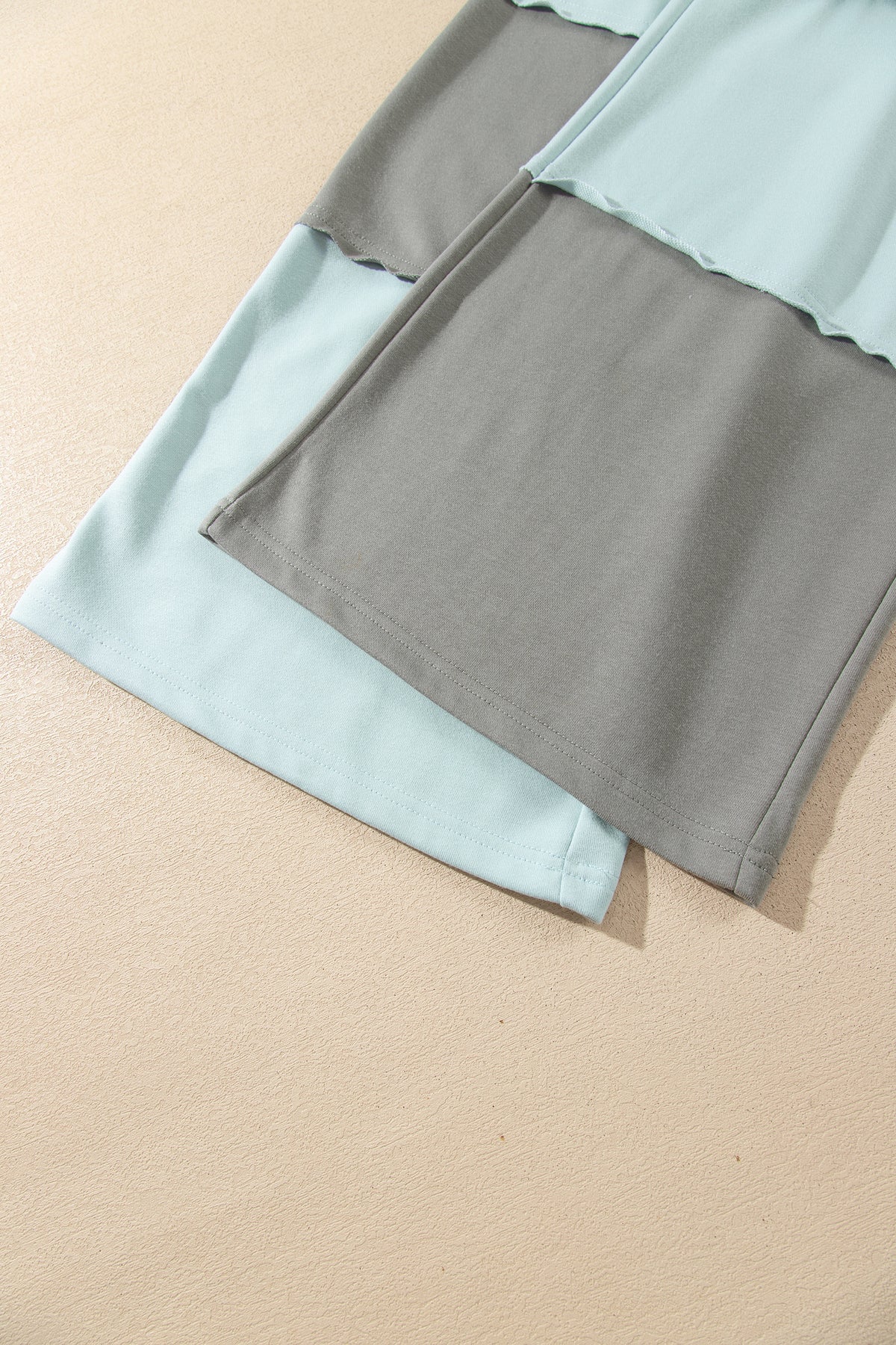 Russet Orange Raw Seam Colorblock Wide Leg Ankle Length Casual Pants
