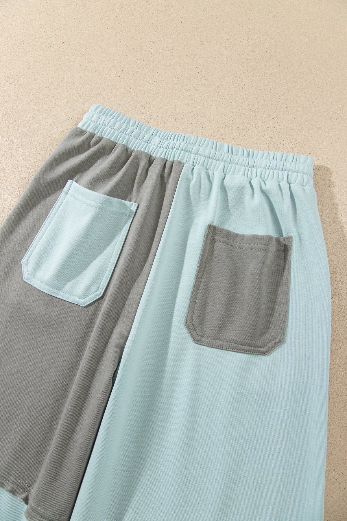 Russet Orange Raw Seam Colorblock Wide Leg Ankle Length Casual Pants