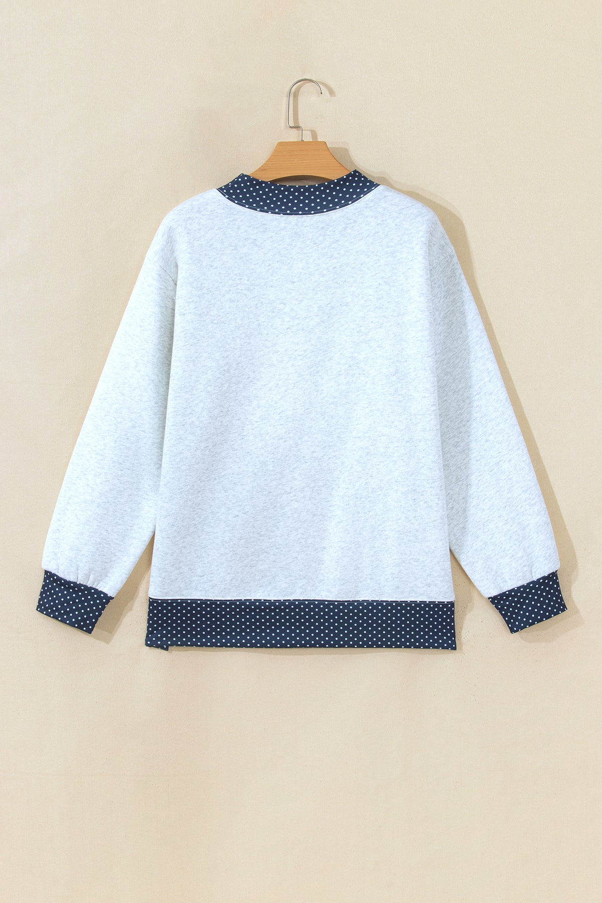 Light Grey Polka Dot Contrast Trim JESUS Letter Graphic Sweatshirt