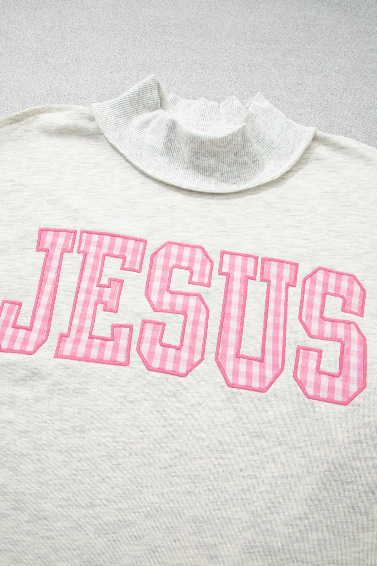 Light Grey High Neck Polka Dot Slogan Printed Baggy Sweatshirt