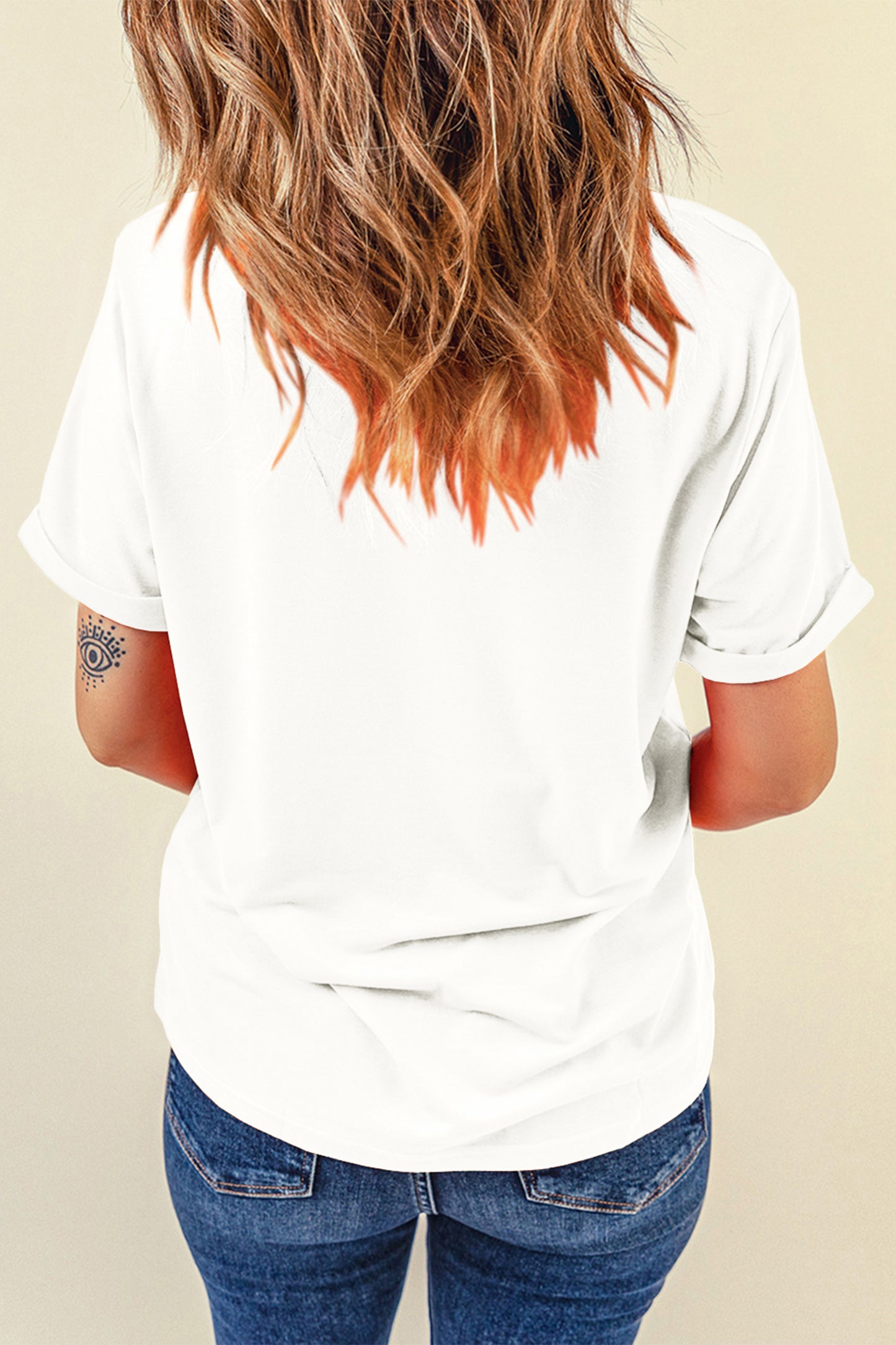 White JESUS Floral Pearl Printed Letter Graphic Tee