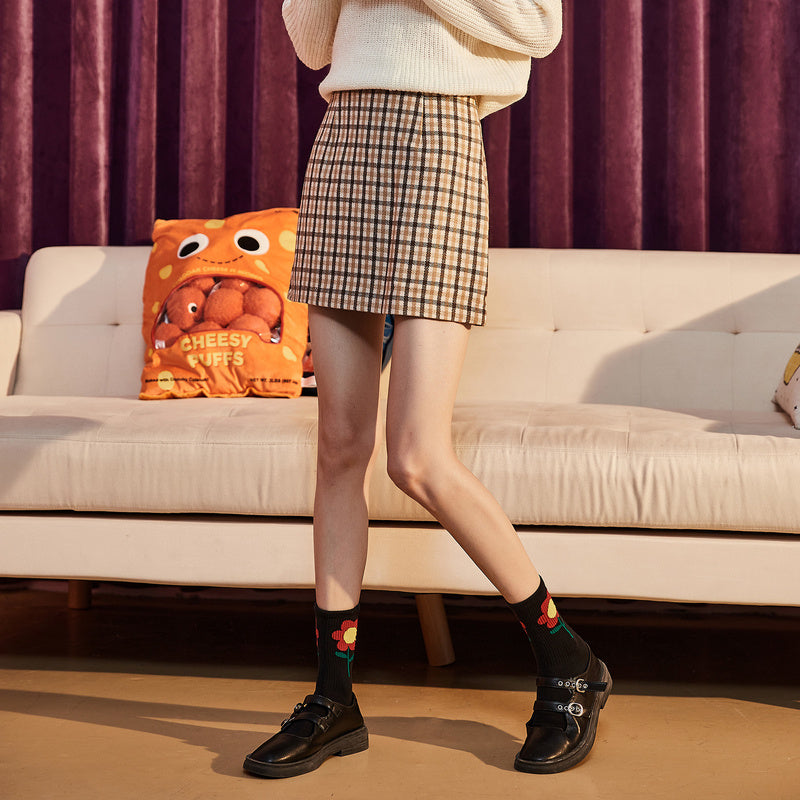 Woolen plaid skirt