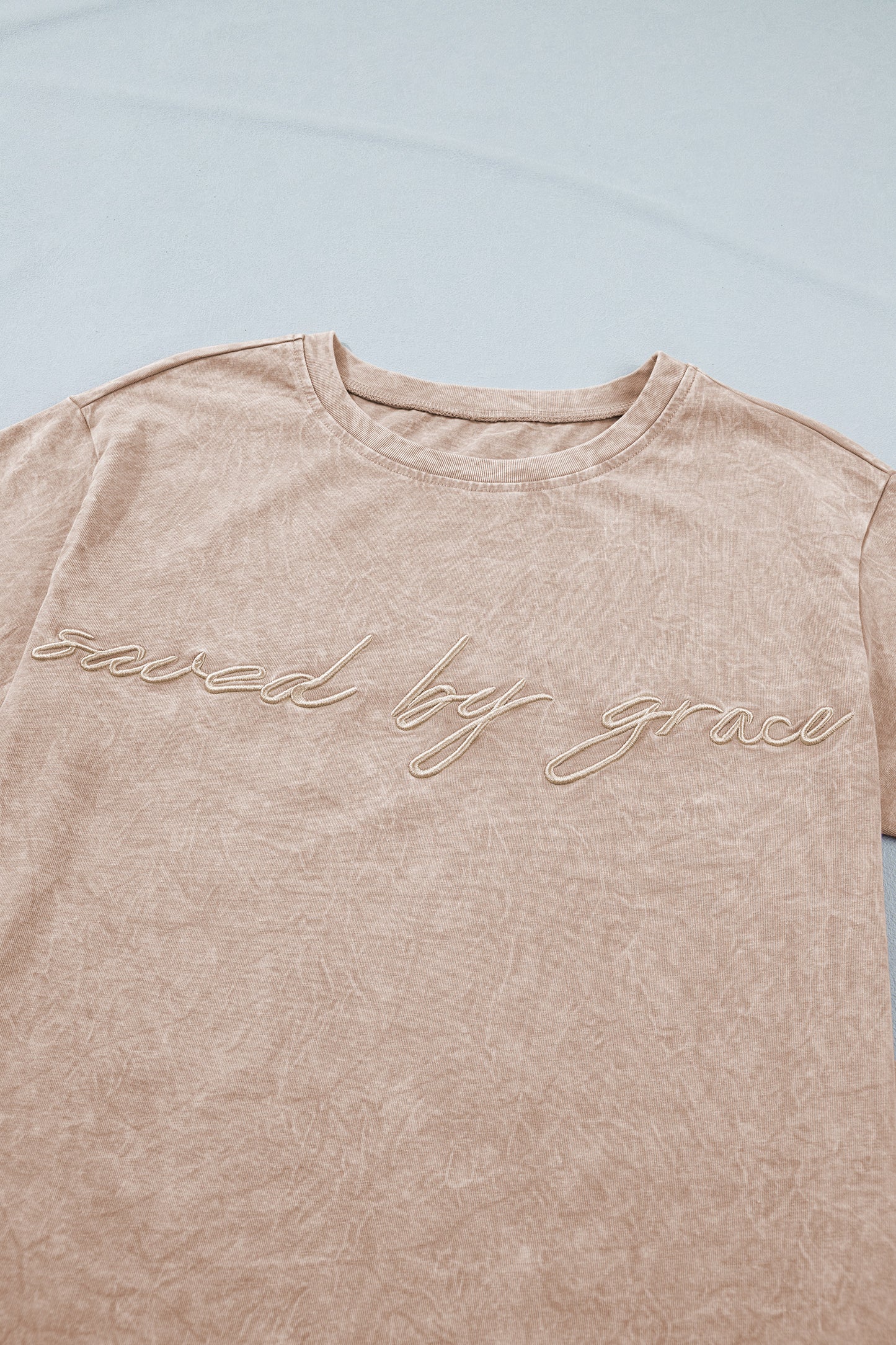 Casual saved by grace Mineral Washed Cotton T Shirt