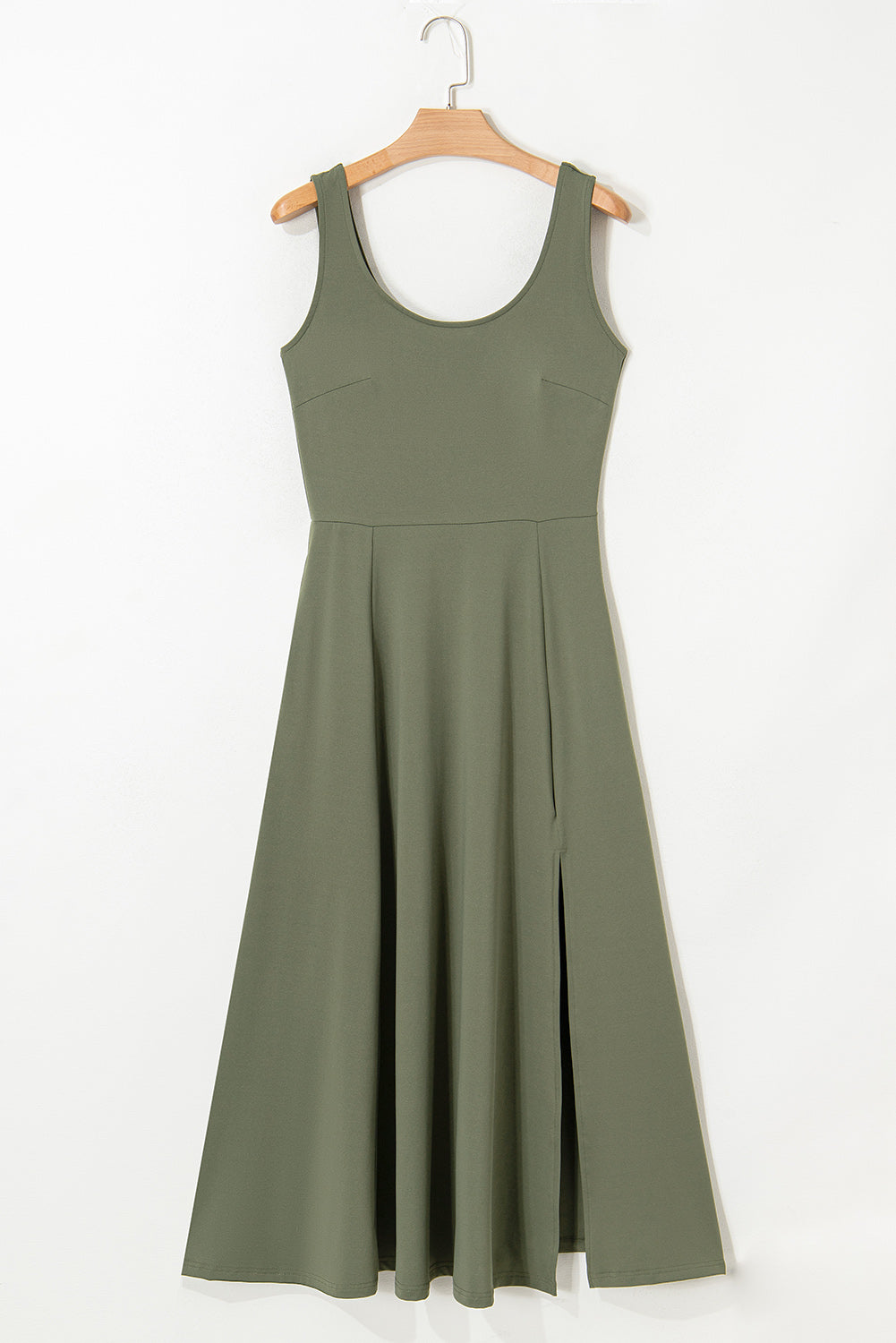Four Leaf Clover Sleeveless Scoop Neck Flared Split Midi Dress