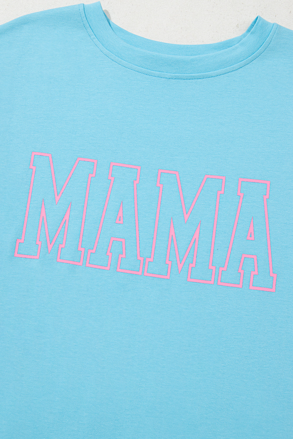 Light Blue MAMA Letter Graphic Neon T Shirt