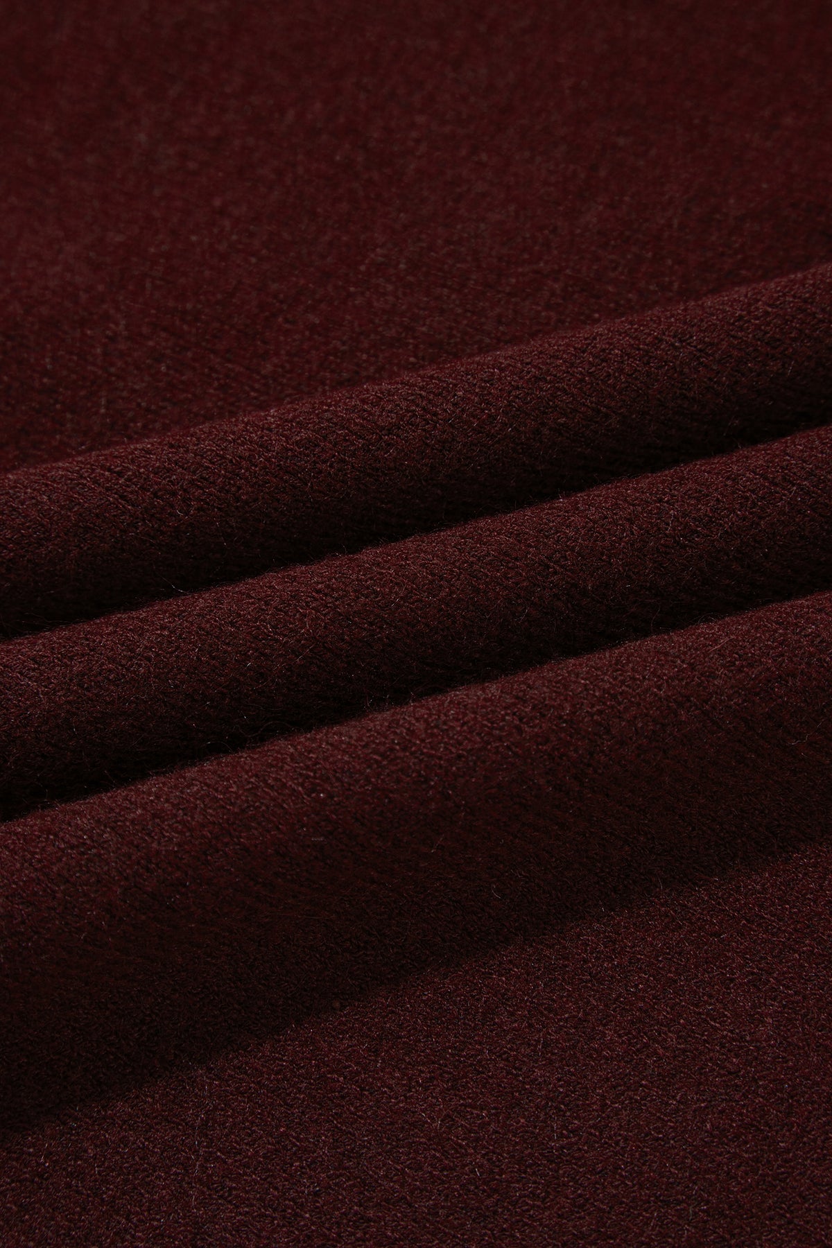 Burgundy Ribbed Trim High Neck Short Sleeve Casual Sweater