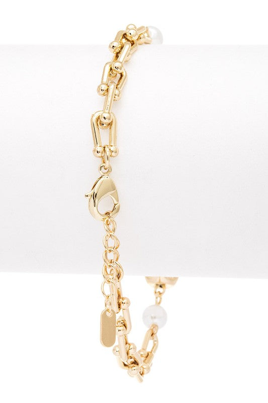 Saint Mary Charm Pearl Stainless Steel Bracelet