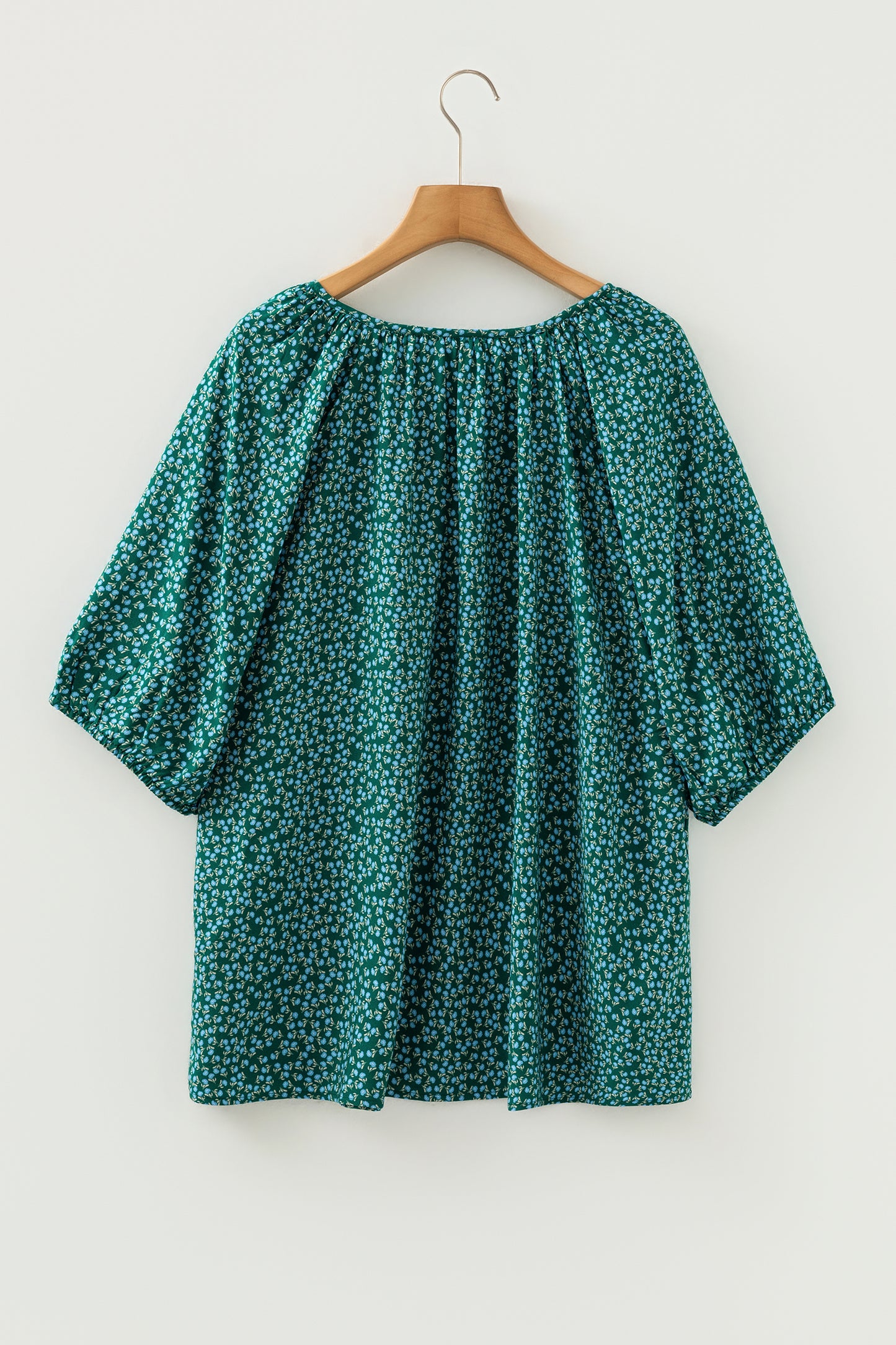 Yellow Boho Chic Notched V Neck Plus Floral Short Sleeve Top