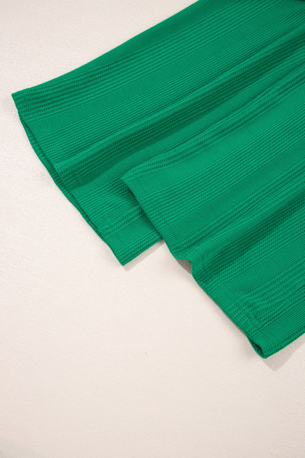Green Solid Color Ribbed Ruffle Tank Top and Pants Set