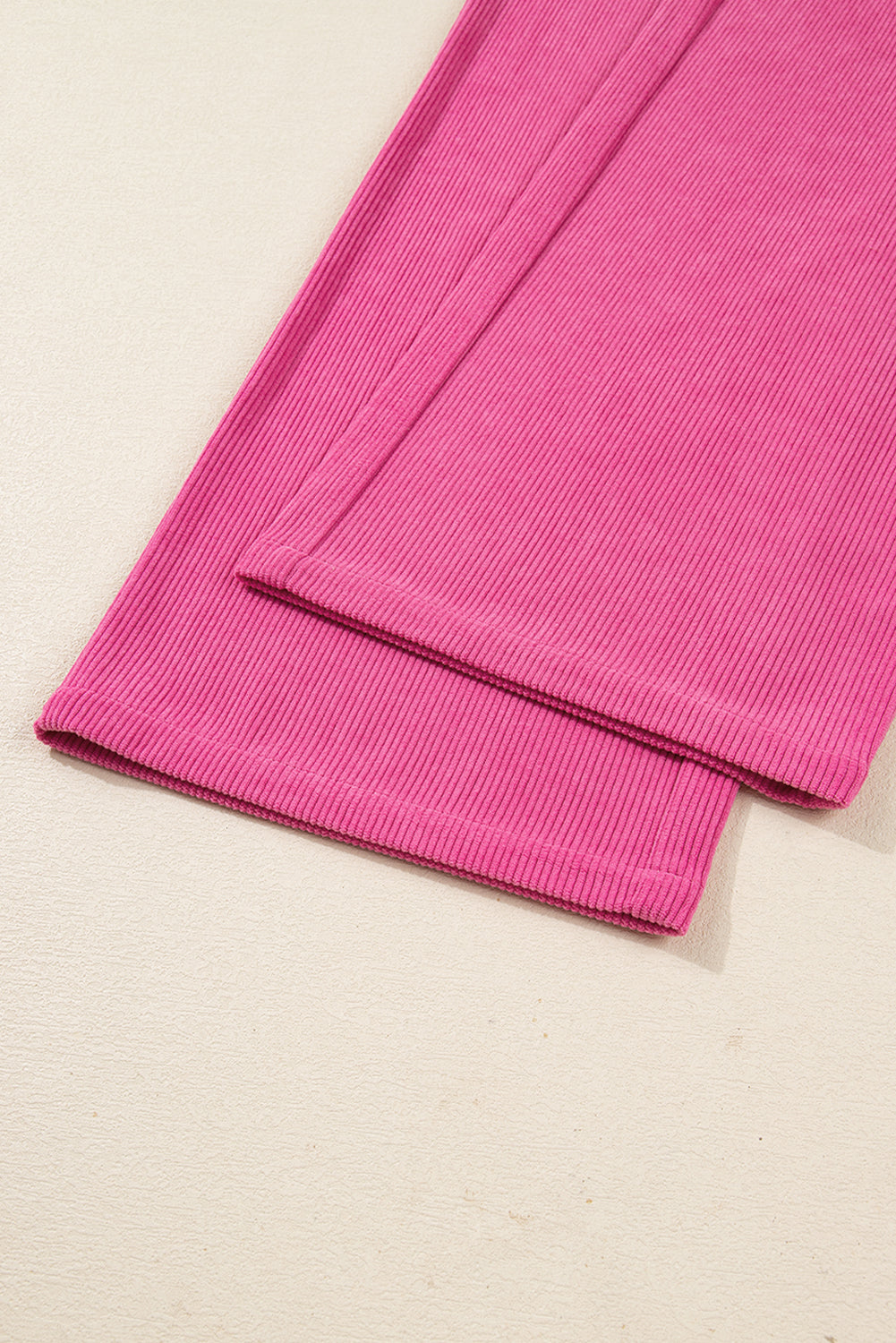 Peach Blossom Half Button Pullover Drawstring Pants Solid Color Corduroy 2pcs Outfit