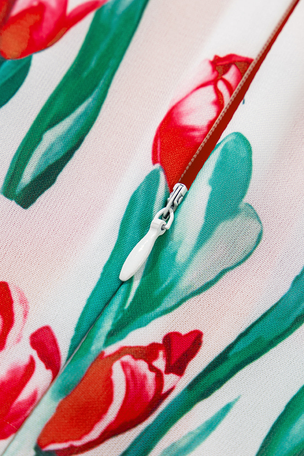 Pink Floral Print Contrast Trim V Neck Bubble Short Sleeve Babydoll Dress