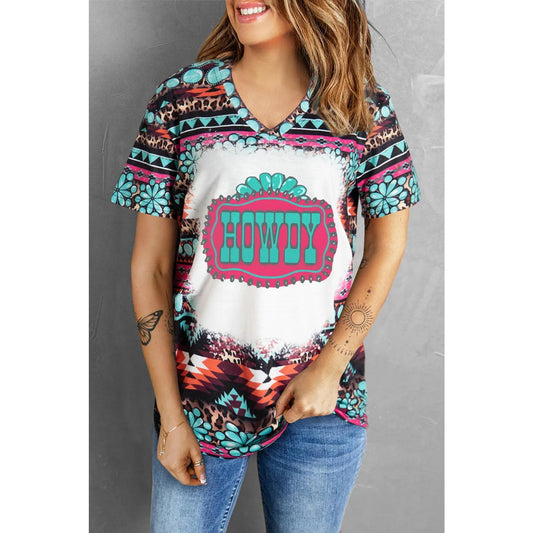 HOWDY V-Neck Short Sleeve T-Shirt
