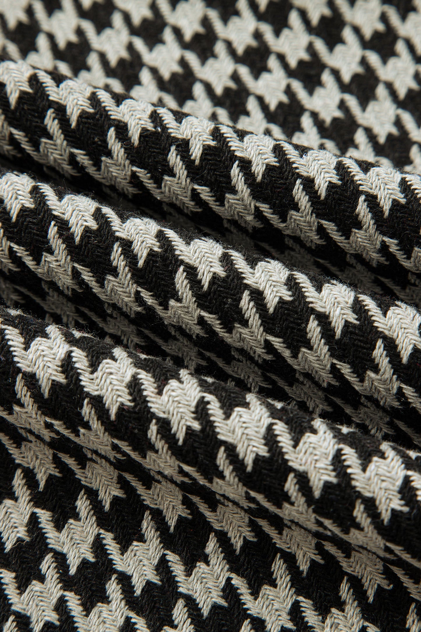 Khaki Houndstooth Print V Neck Sleeveless Mini Dress