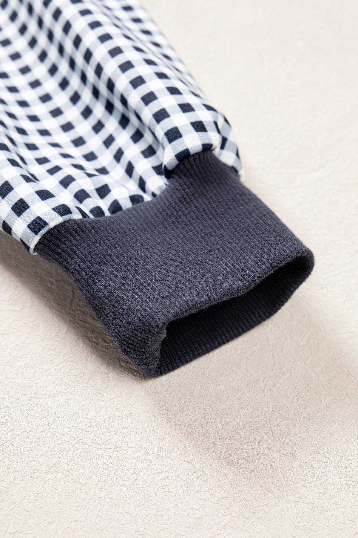 Coffee Plaid Sleeve Colorblock Loose Tunic Sweatshirt