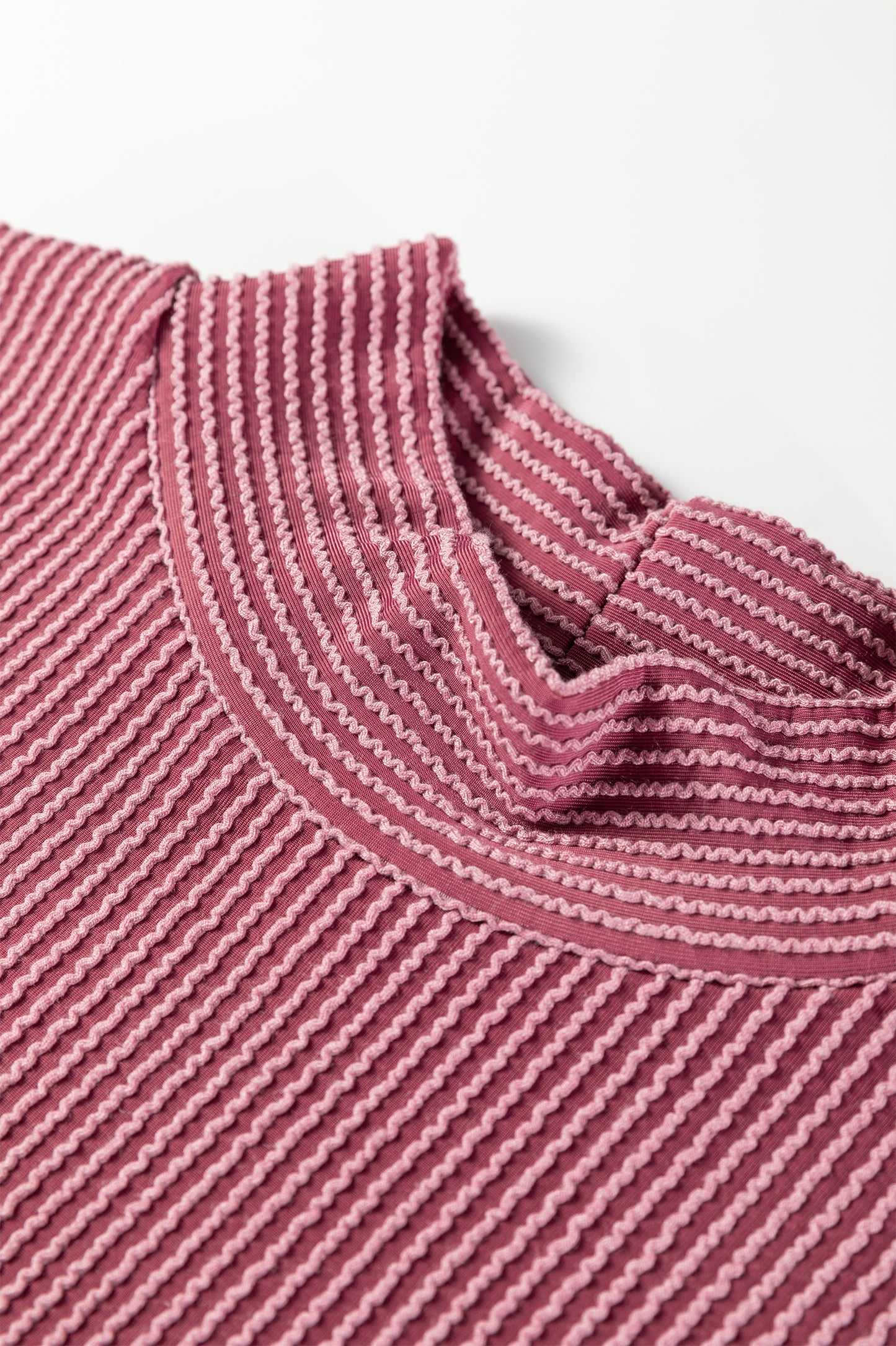 Dark Grey Twisted Ribbed High Neck Loose Tee Elastic High Waist Loose Pant Set