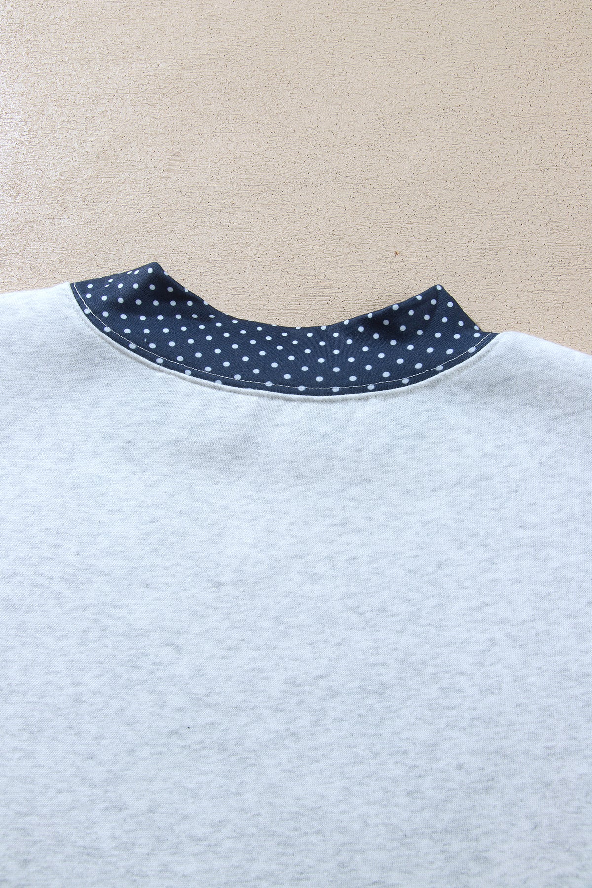 Light Grey Polka Dot Contrast Trim JESUS Letter Graphic Sweatshirt