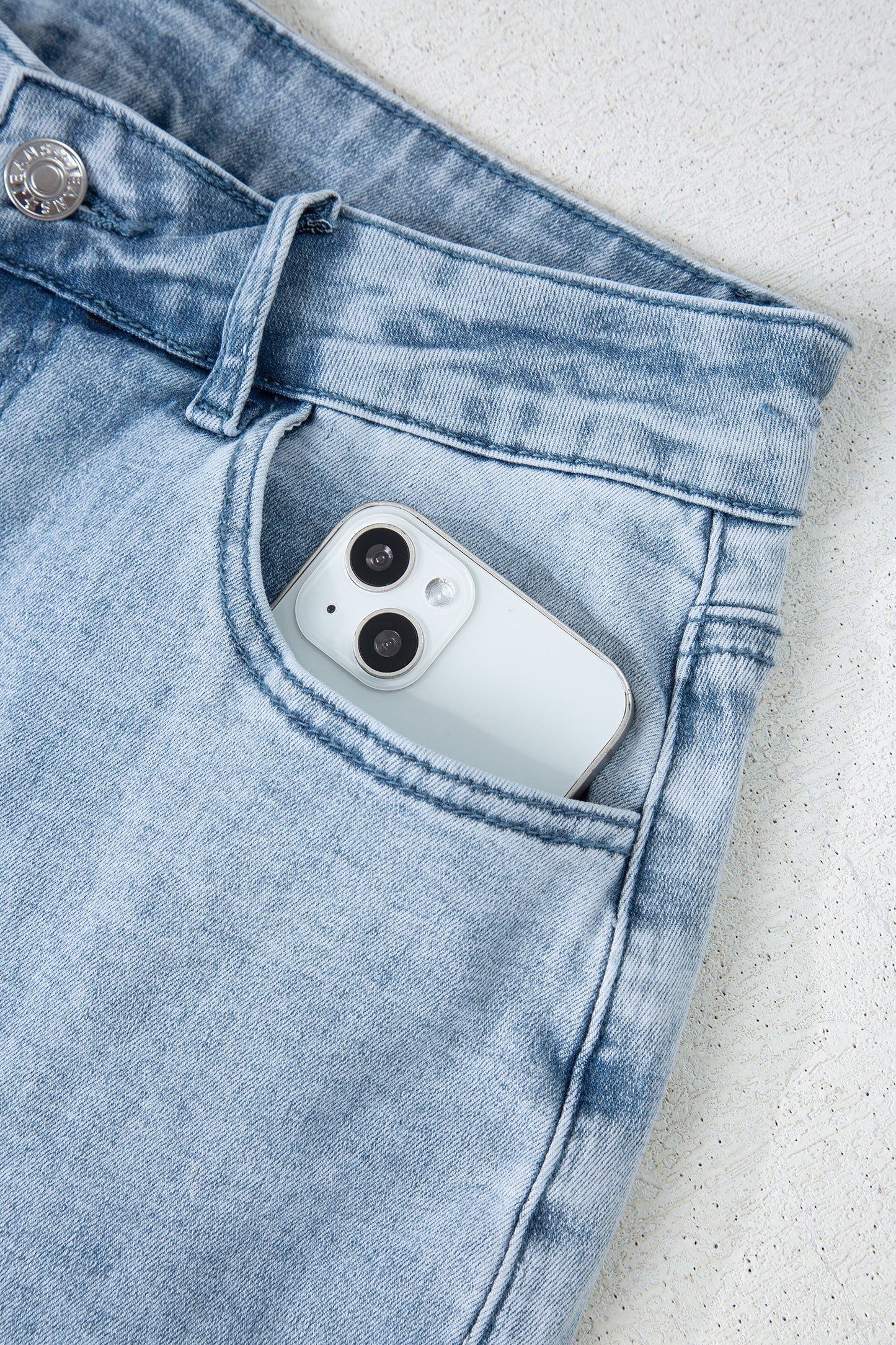 Beau Blue Bow Knot Side Detail Straight Leg Loose Jeans