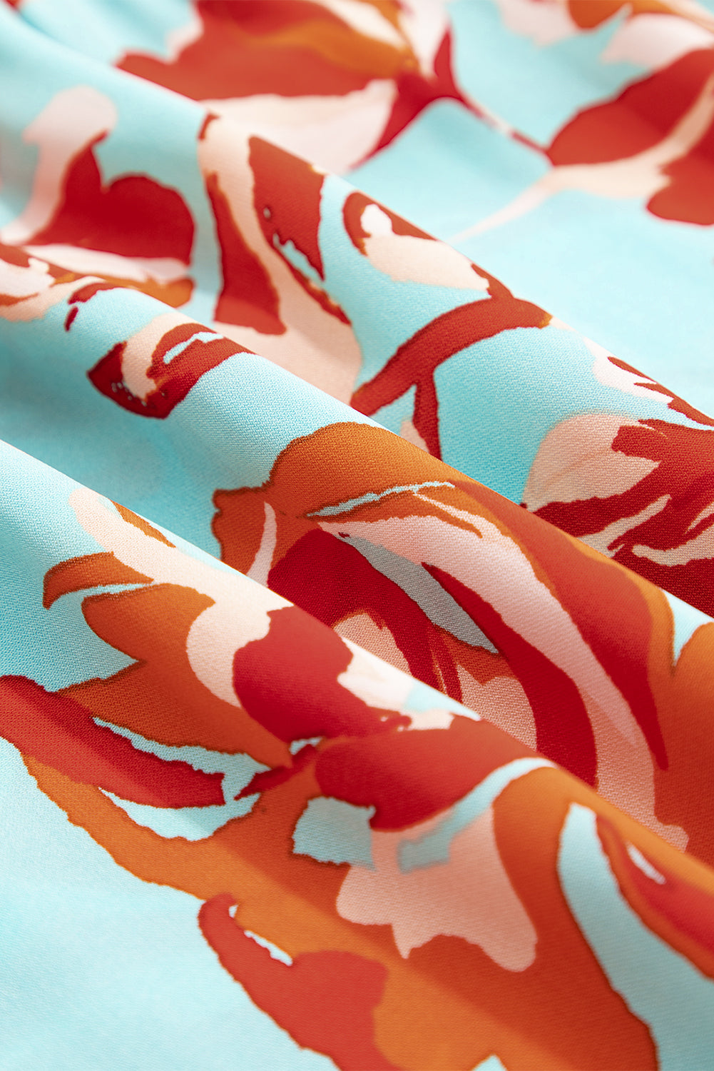 Blue Bohemian Floral Print Tiered Maxi Skirt with Split