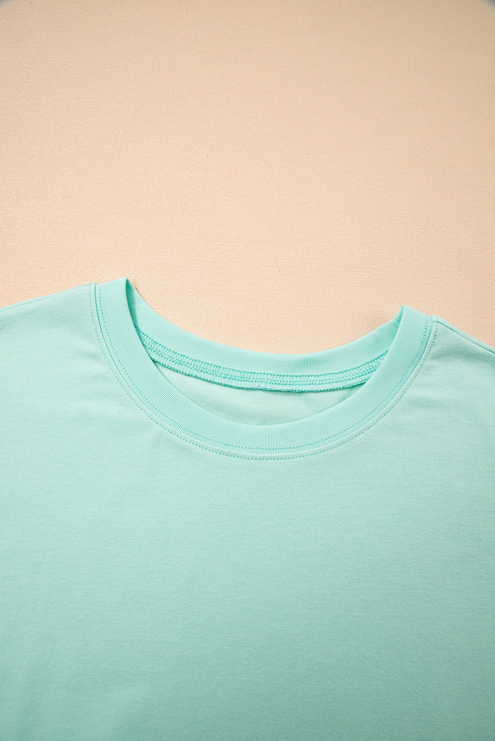 Moonlight Jade Solid Color Pocketed Raw Edge Babydoll Dress