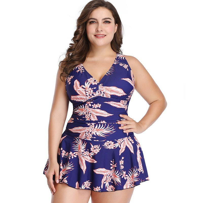 European And American Print Split Skirt Hot Spring Swimsuit