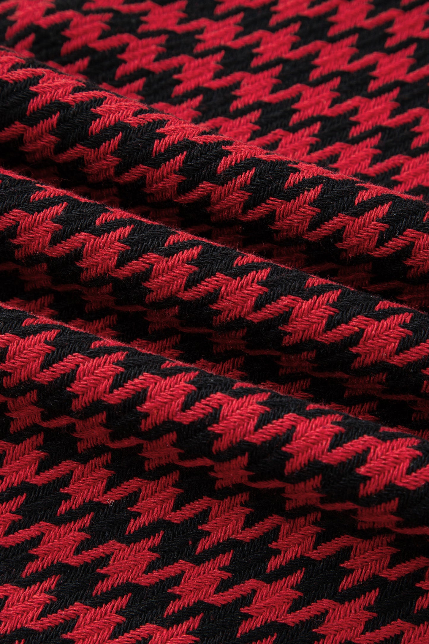 Khaki Houndstooth Print V Neck Sleeveless Mini Dress