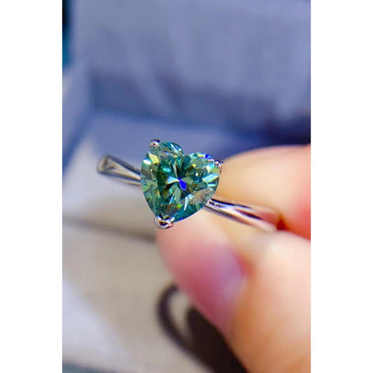 1 Carat Moissanite Heart 925 Sterling Silver Ring