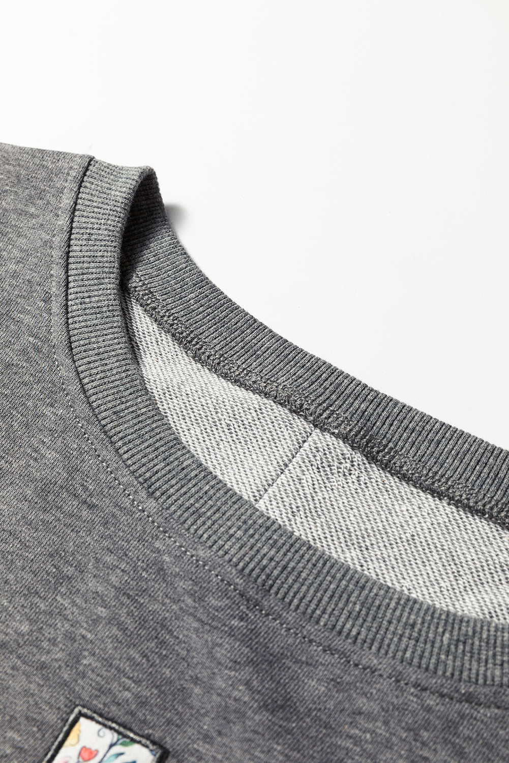 Dark Grey Floral LOVE Graphic Patchwork Uneven Hem Sweatshirt