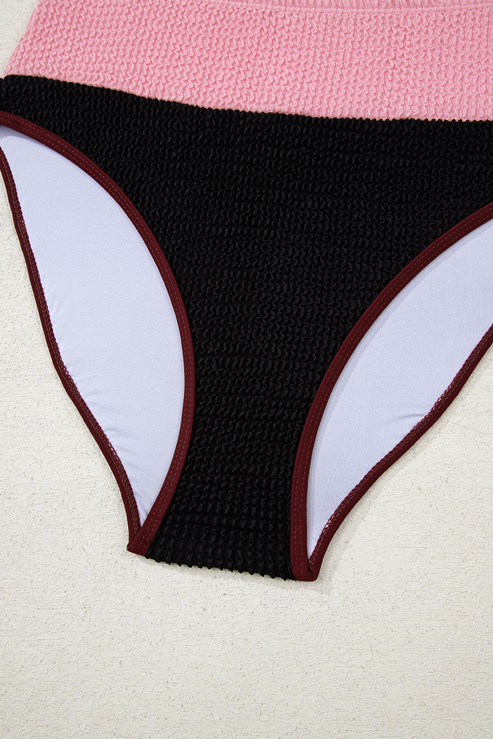 Burgundy Color Block High Waisted Sexy Bikini Set