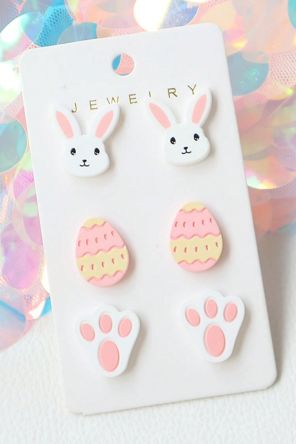 Pink Happy Easter Day Cute Earrings