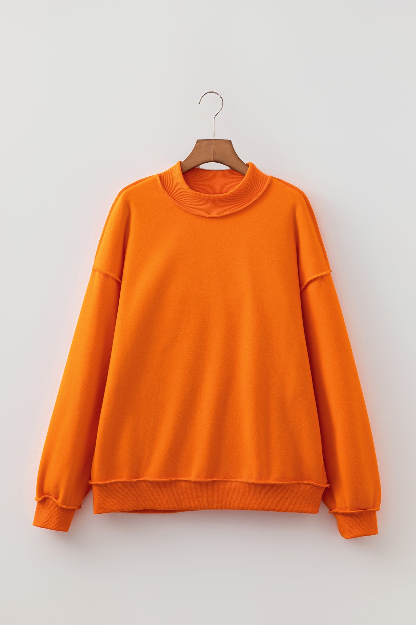 Bright Green Oversize Drop Shoulder Reversible Mock Neck Sweatshirt