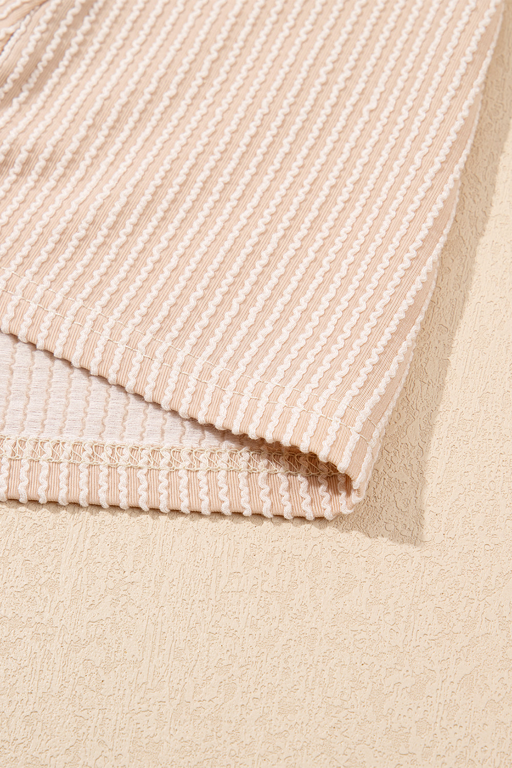 Parchment Corded Knit Crew Neck Puff Sleeve Shift Mini Dress