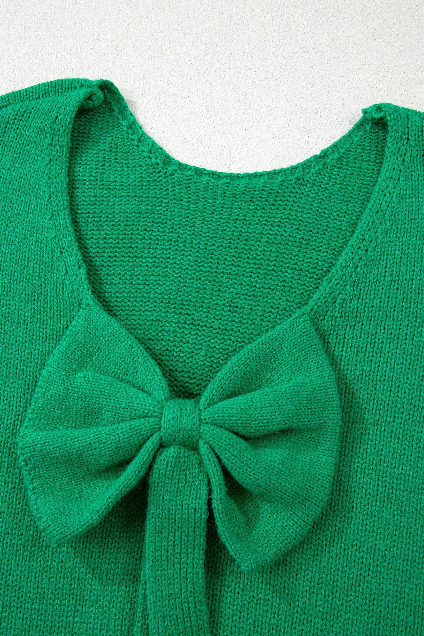 Black Bow Backless Bubble Sleeve Sweater