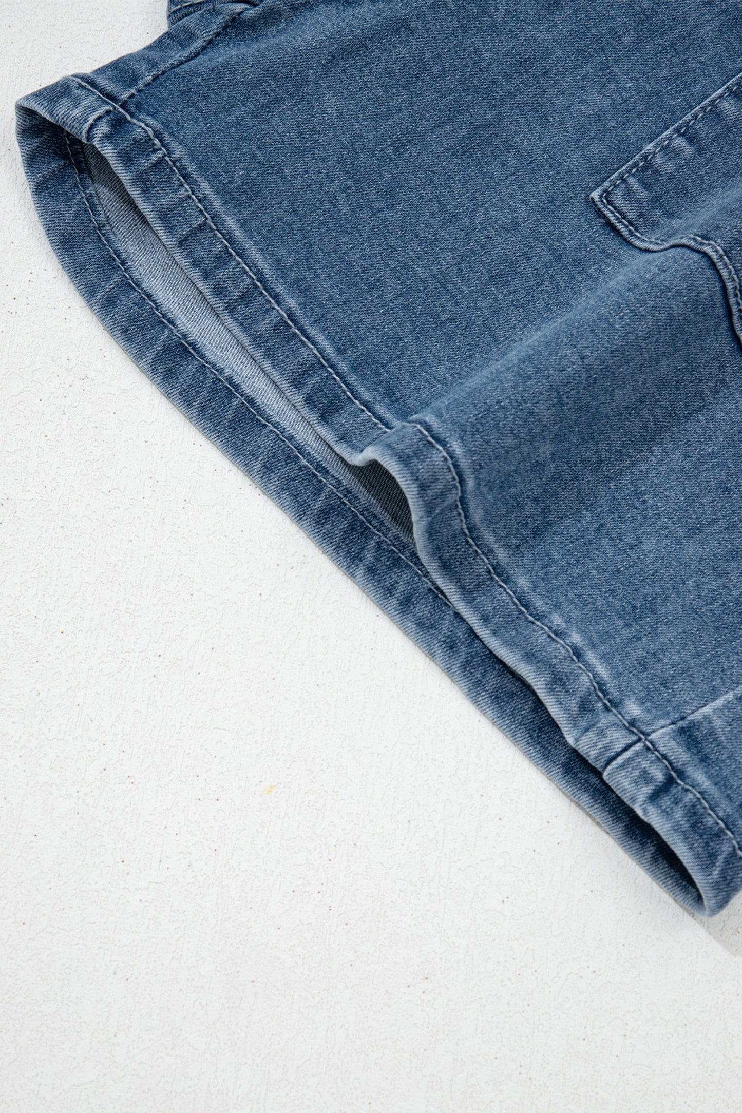 Dusk Blue Flap Pockets Denim Shorts