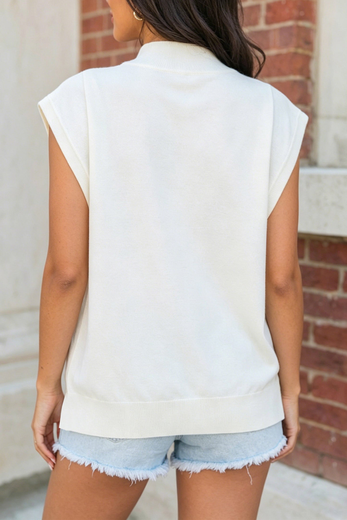 White Rhinestone Embellished Pumpkin Graphic High Neck Cap Sleeve Top