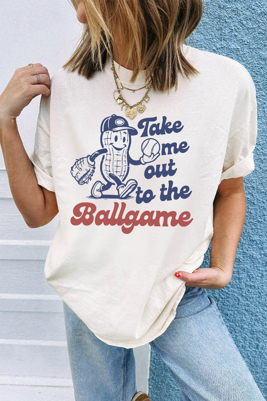 White Take me out to the Ballgame Casual Tee