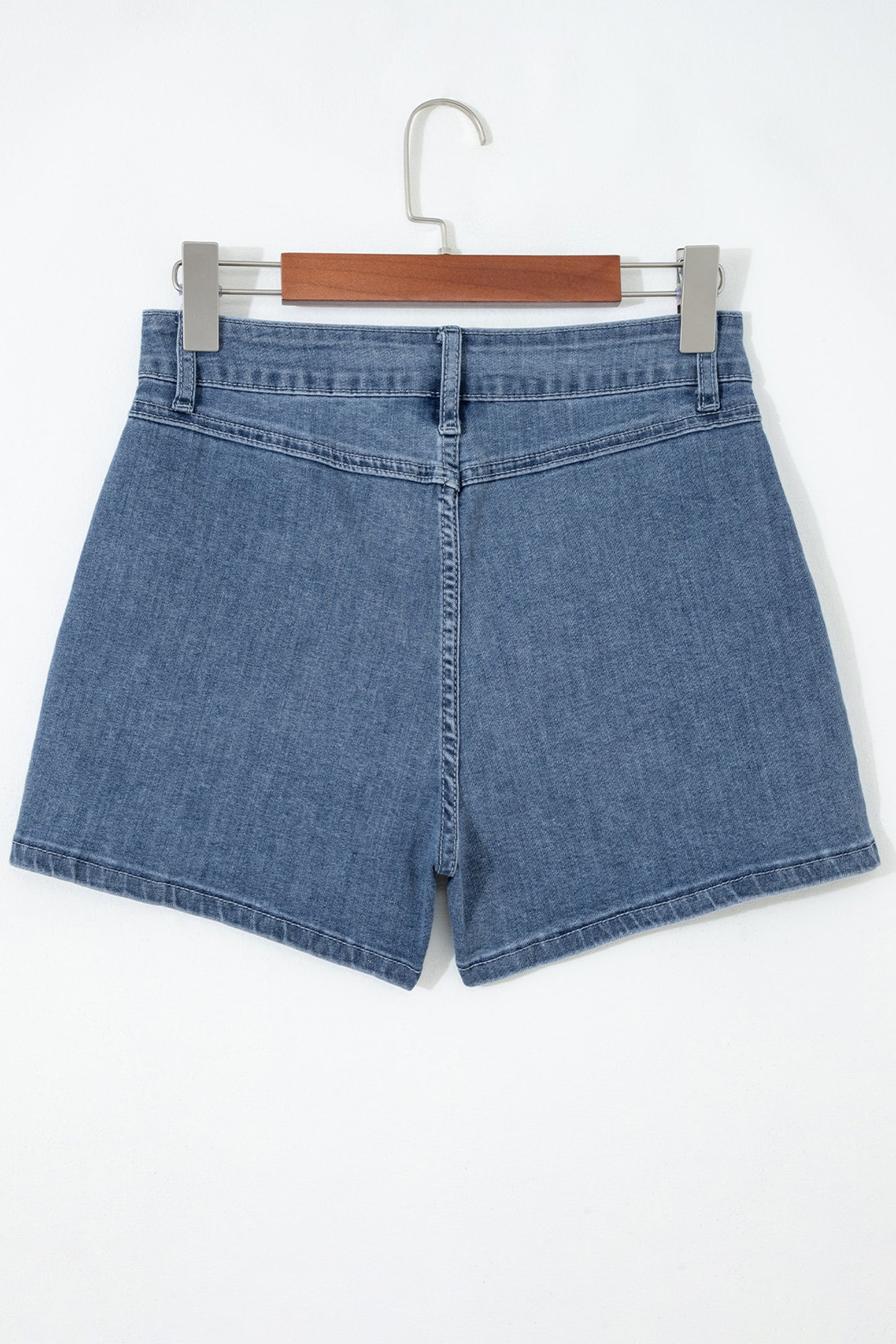 Dusk Blue Flap Pockets Denim Shorts