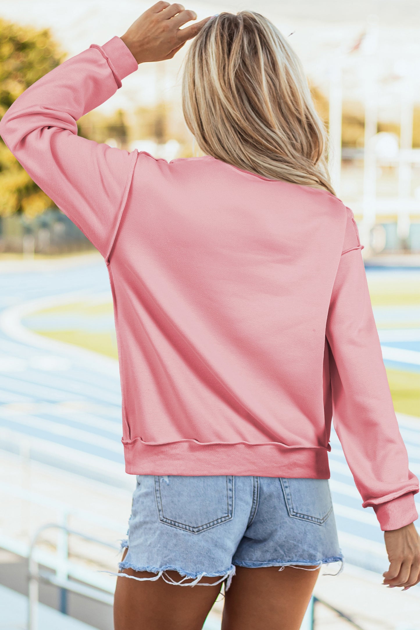Light Pink WWJD/ AMEN Double Side Printed Mock Neck Reversible Sweatshirt