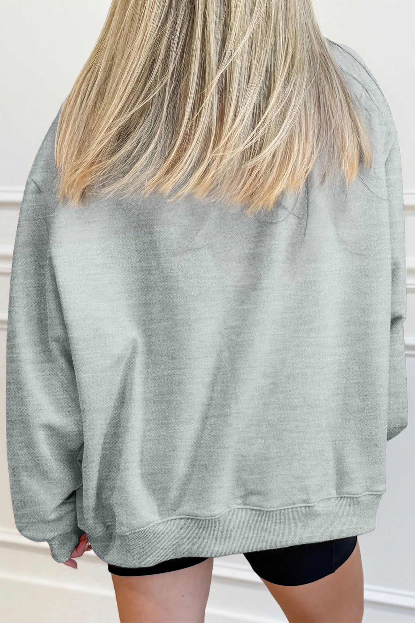 Gray Exposed Seam Mock Neck Western Print Duck Sweatshirt