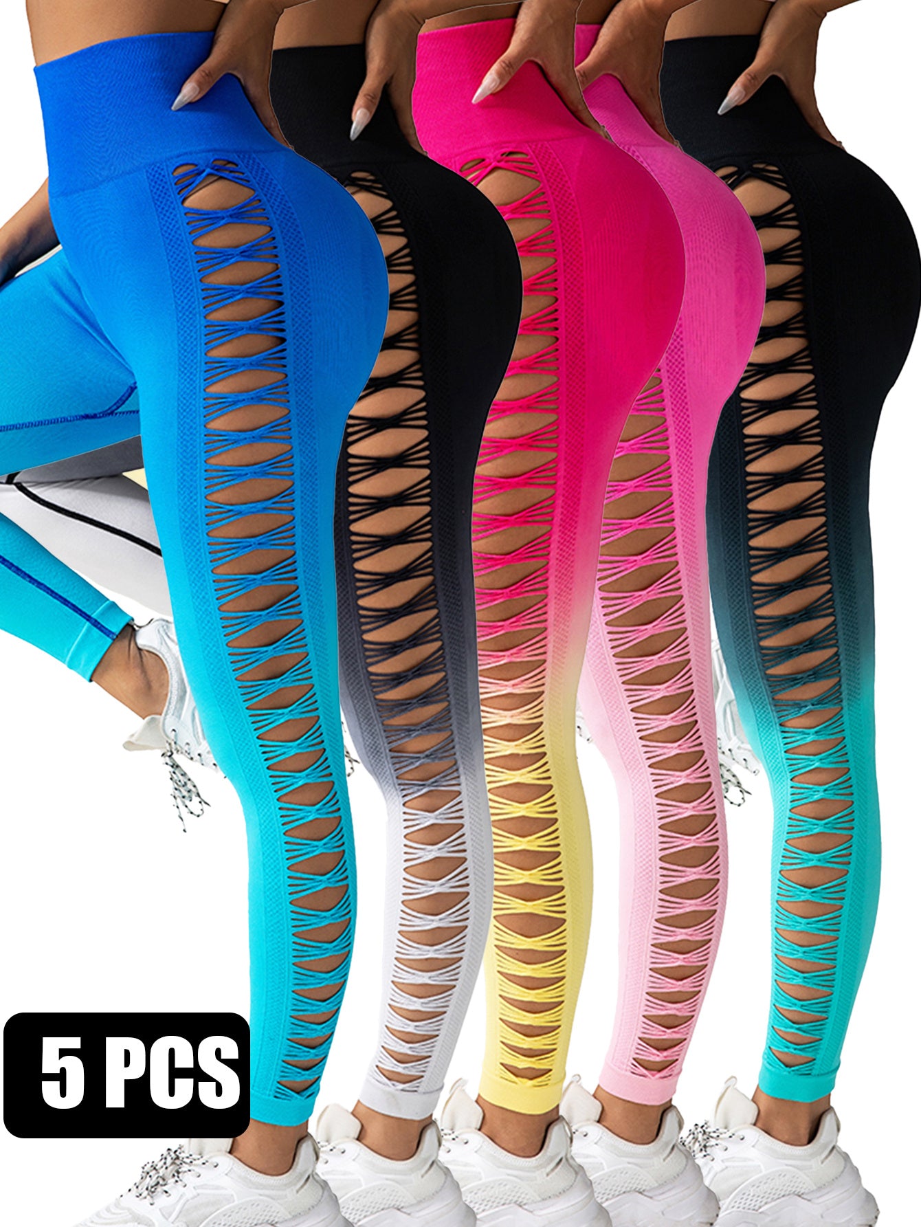 Gradient Butterfly Cutout Long Pants