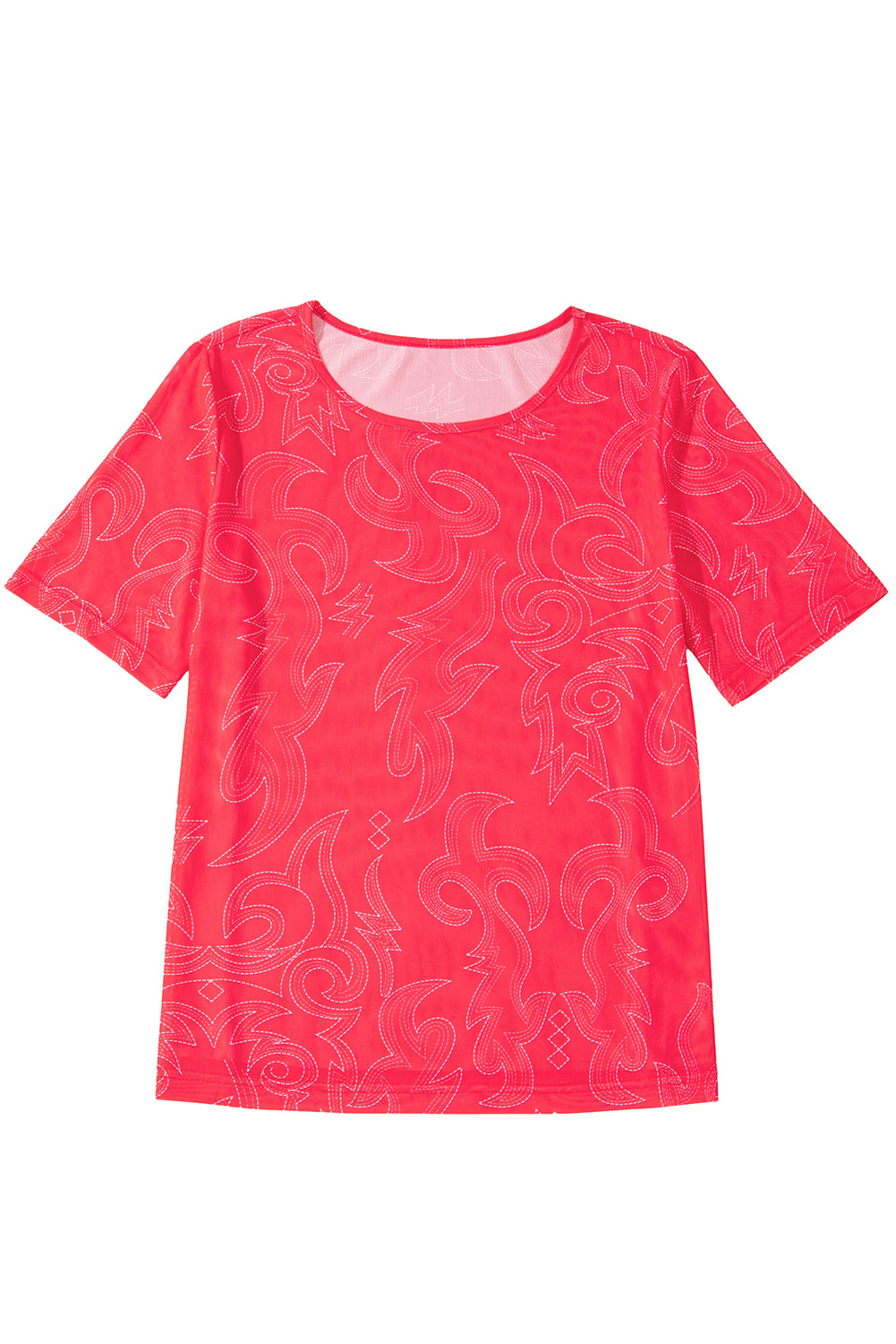 Red Western Girls Mesh T Shirt