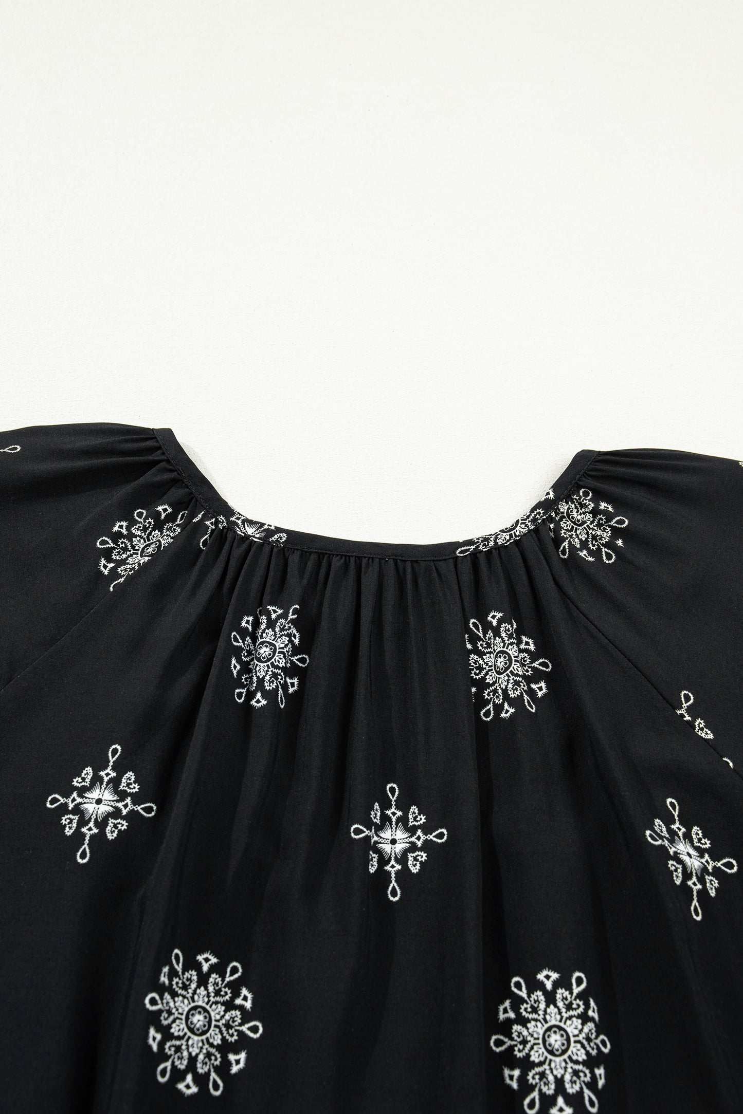 Yellow Boho Chic Notched V Neck Plus Floral Short Sleeve Top