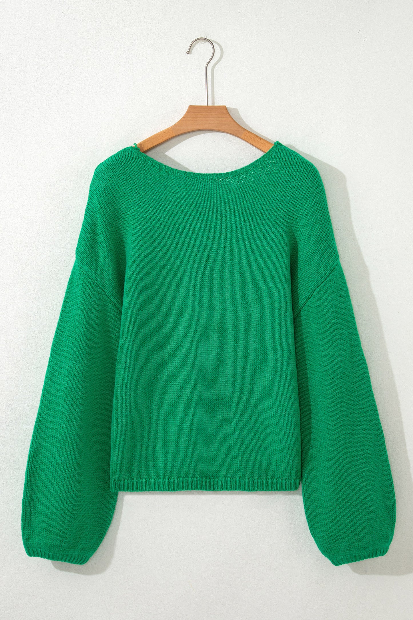 Black Bow Backless Bubble Sleeve Sweater