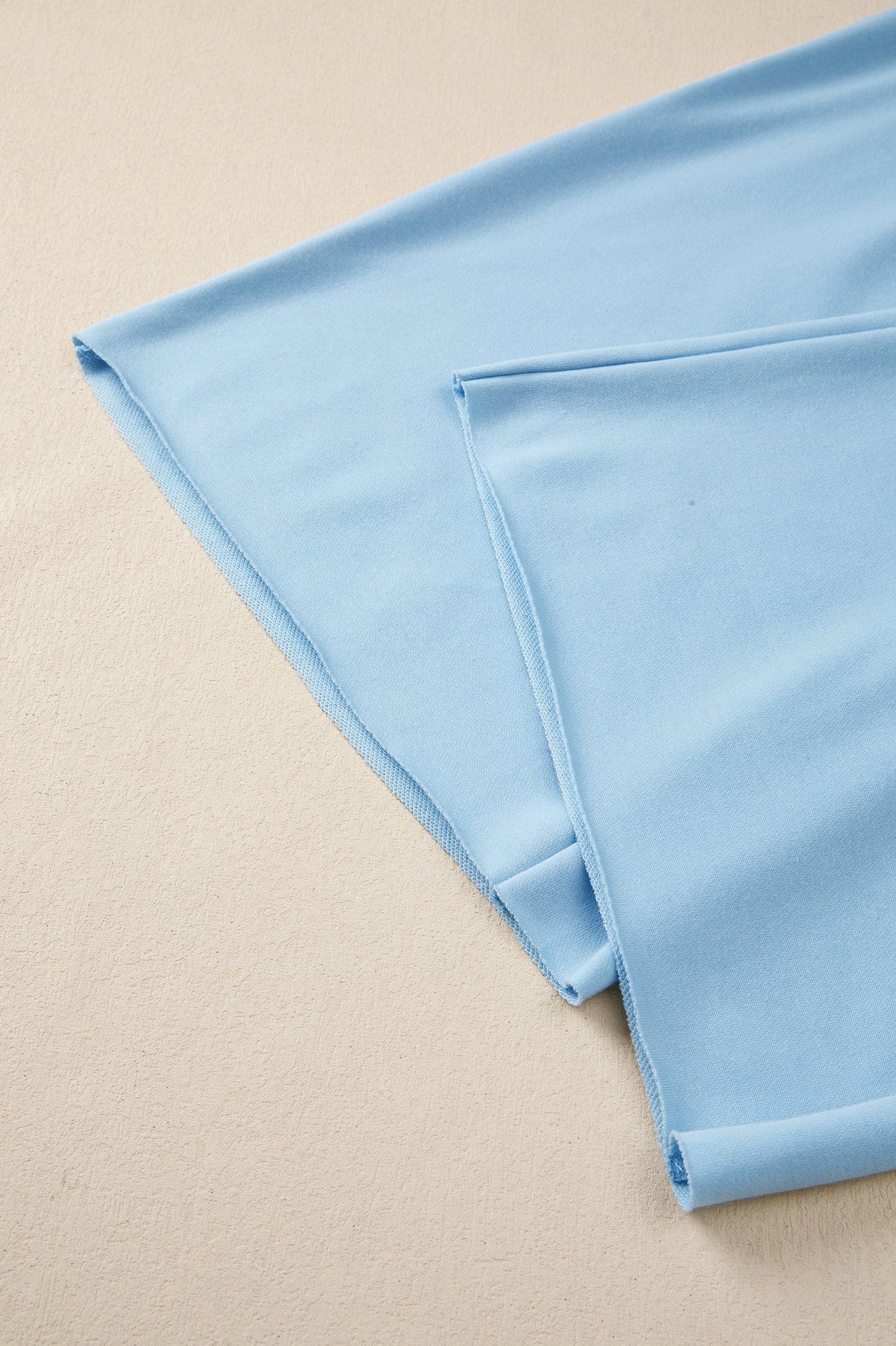 Clearly Aqua Solid Color Loose Tee Drawstring Wide Leg Pants 2pcs Outfit