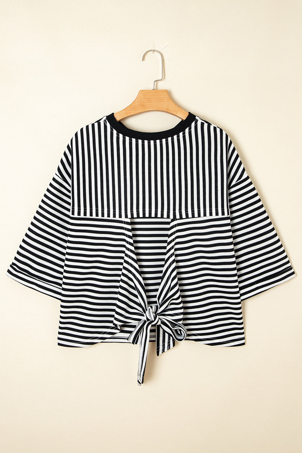 Red Striped Bowknot Backless T-Shirt
