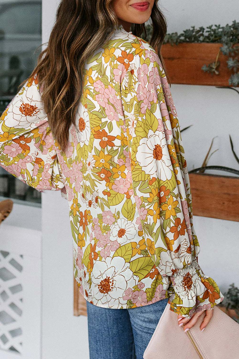 Yellow Cakewalk Floral Smocked Blouse