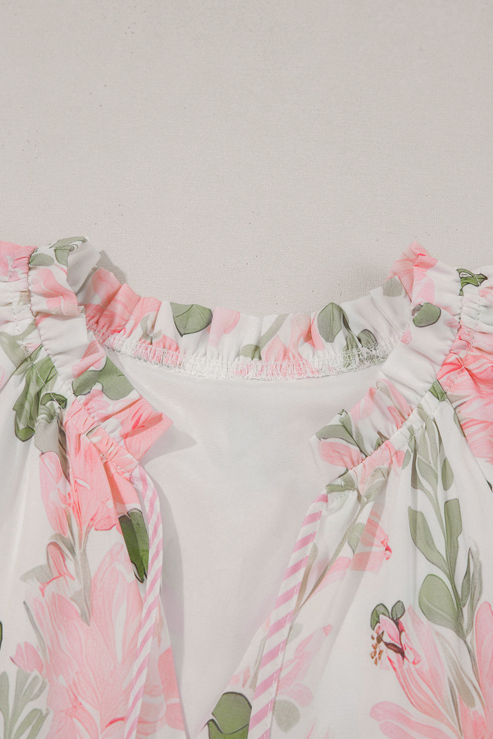 Pink Floral Contrast Edge Layered Short Sleeve Mini Dress